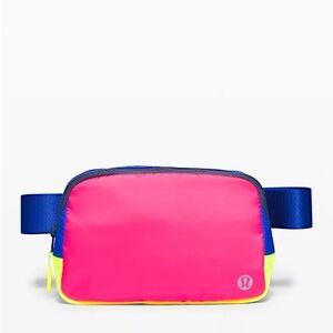 lululemon athletica Pink Blue Neon Yellow Everywhere Belt Bag Rare HTF Colorway